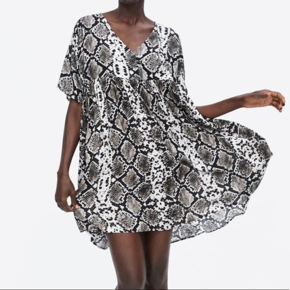 Zara Snakeskin Babydoll Dress